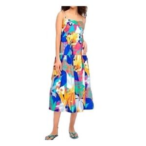 J. Crew Tropical Tiered Midi Sundress Dress Women's 4 Resortwear Vacation Beachy